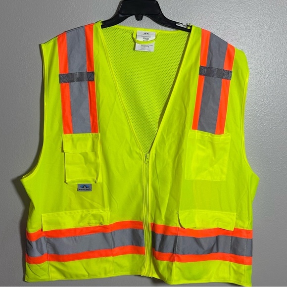 Pyramex Men Neon Yellow Safety Vest Reflective Sleeveless size 2XL - Picture 2 of 8